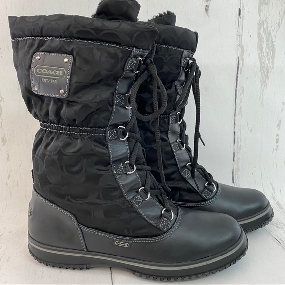 Coach Shaine Black Insulated Winter Snow Boots EUC